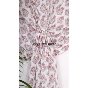 Caftán de Algodón Ligero y Cómodo para Mujer, Estampado a Mano Indio, Manga Corta, Vestido Largo Informal para Dormir, para Adultos, Rayón - Product Image 5