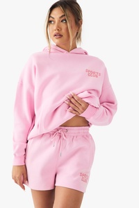 Conjunto de Sudadera con Capucha y Pantalones Cortos para Mujer, Personalizado con Impresión DTF, Poliéster y Algodón, Ropa Casual Urbana, Diseño Personalizado OEM, Conjunto de Dos Piezas - Product Image 1
