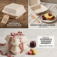 Boîte d'emballage pour gâteaux et desserts jetable écologique avec couvercle à charnière pour contenants alimentaires