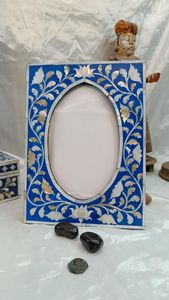 Handmade Lightweight Creative Fashionable Blue <b>White</b> Bone Inlay Wood Photo <b>Frame</b> Customized Color Logo Worldwide Supply India - Product Image 6