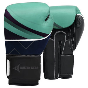 Gants de boxe bleus géométriques en PU avec fermeture à lacets au poignet, unisexes, pour l'entraînement de boxe - Product Image 5