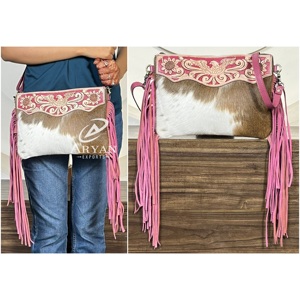 Nouveau Sac à Bandoulière en Cuir Rose Gravé 2026 avec Franges, Motif Floral Aigle Western, Grande Capacité, Sac de Soirée - Product Image 1