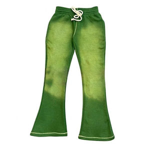 Joggers personnalisés vintage en coton épais délavé à l'acide, pantalon de survêtement évasé pour homme, coupe ample et large, rayé, effet soleil délavé - Product Image 5