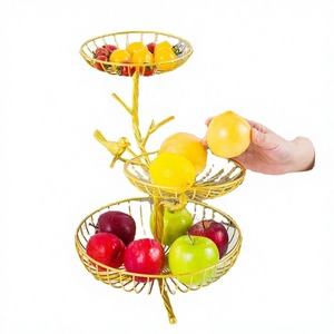 Corbeille à fruits multifonctionnelle de style chinois Chenglei à 3 niveaux, grande capacité, en fil métallique, pour comptoir de cuisine, support de rangement - Product Image 4