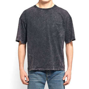 T-shirt surdimensionné personnalisé en coton épais 100% pour homme, style streetwear, effet délavé vintage et stone wash, avec poche, vente en gros - Product Image 1