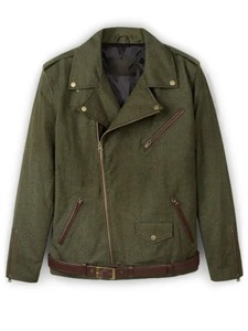 เสื้อแจ็คเก็ตหนังสีเขียวสำหรับผู้ชาย รุ่น Gudrun Moto - Product Image 1