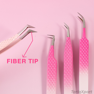 Pinzas Profesionales de Acero Inoxidable Rosa Bebé con Punta de Diamante para Extensión de Pestañas, Probadas a Mano, Pinzas de Aislamiento de 90 y 45 Grados - Product Image 5