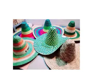 Toptan OEM ODM batı geniş ağız büyük boy Vintage Calidad meksika Mariachi Sombrero Charro hasır şapka yaz için