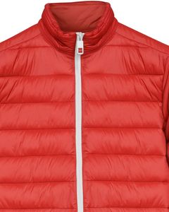 Thick Unisex <b>Red</b> Puffer <b>Jacket</b> Front Zipper Closure Casual Warm Quilted Winter Coat 100% Nylon Patchwork for Outdoor Daily Wear - Product Image 2