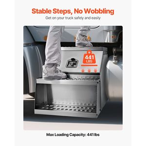 24\" X 27.5\" X 25.4\" Heavy Duty Aluminum Semi-Truck <b>Side</b> Mount Tool Box Waterproof <b>Side</b> Storage Saddle Step Box - Product Image 3