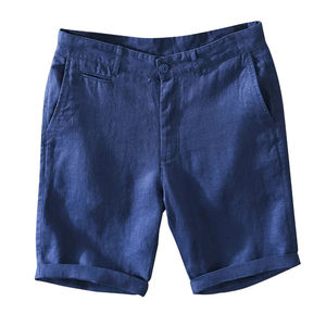 Shorts de plage en lin pour homme – Été, décontracté, coupe droite, poches, couleur unie, fermeture éclair, longueur genou - Product Image 5