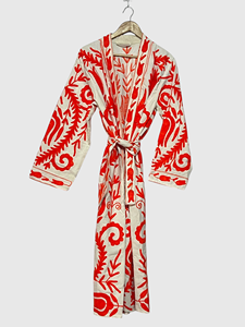 Veste en velours brodée de fleurs orange, col mandarin, manches longues, style Prairie Chic, grande taille, vêtements d'hiver pour femmes - Product Image 3