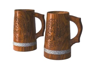 Usine directe Vintage Grain de bois gros ventre bière tasses Logo personnalisé tasse en bois tasses en bois 2025 accessoire - Product Image 3