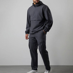 Conjunto Deportivo Unisex de Talla Grande 100% Algodón, Traje Casual con Pantalones Deportivos y Sudadera con Capucha de Felpa, Estampado con Efecto Ácido - Product Image 1