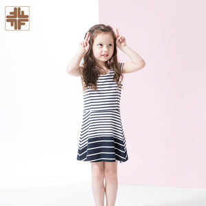 ODM Taiwan Made <b>Girl</b> Black and <b>White</b> Striped Kids tank <b>Dresses</b> - Product Image 1