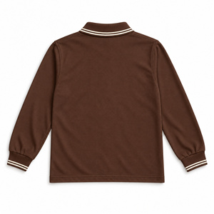 Polo à manches longues en coton unisexe pour adultes, uniforme scolaire avec poche - Product Image 2