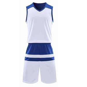 PITCHER INTERNATIONAL Ensemble de maillots de basket-ball unisexe blanc et bleu, col en V, sans manches, en polyester respirant, pour adultes - Product Image 2