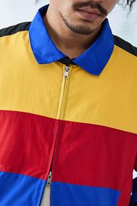 Veste décontractée à fermeture éclair coupe-vent avec logo sur le devant, motif uni avec broderie, veste d'été unie teinte en fil continu coupe-vent - Product Image 3