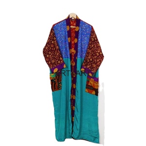 Kimono Vintage de Seda Reciclada para Mujer, Ropa de Dormir Larga, Bata de Encaje, Cubierta de Bikini para Fiesta EN LA Playa - Product Image 1