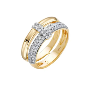 Luxury 14K Solid Gold Diamond <b>Cross</b> <b>Ring</b> Unisex Engagement Wedding Band Round Brilliant Cut Jewelry - Product Image 3