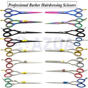 Premium Stainless Steel Blue and Pink Color Coated Barber Hair Cutting and <b>Thinning</b> Scissors Set with Silicon <b>Ring</b> Finger Rest - Product Image 5