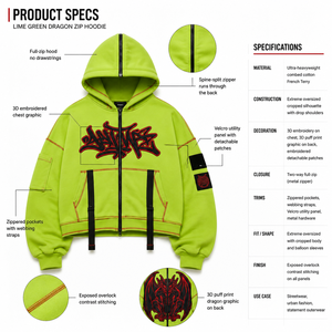 Sudadera con capucha extragrande de felpa francesa de 420 g/m² con cremallera, lavado ácido, estilo modular, para hombre, tipo crop, OEM personalizada - Product Image 5