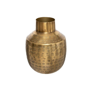 Vase à fleurs en fer sophistiqué avec surface texturée et un attrait décoratif élégant - Product Image 1