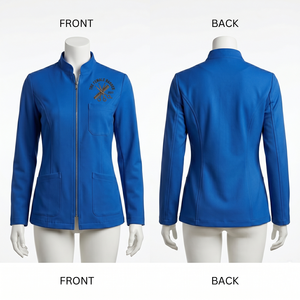 Chaqueta de Barbería para Mujer, 220 GSM, Sarga de Polialgodón, Color Crema Beige, Diseño de Paneles, Logotipo Personalizado con Serigrafía y Bordado, Ropa de Salón - Product Image 2