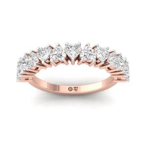 Anillo de media eternidad con diamante de laboratorio talla corazón en oro de 10K chapado, banda de lujo para aniversario de bodas - Product Image 4