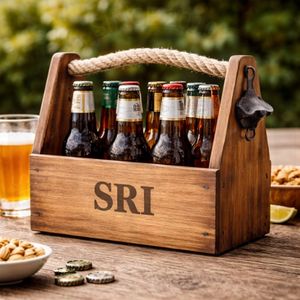 Soporte de Madera para Botellas y Vasos de Vino – Soporte Portátil para Servir - Product Image 2