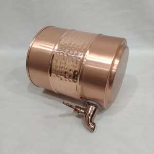 Copper Hammered Eco-Friendly Drink Dispenser with Lid Modern Style Large Capacity for Home Wedding Use - Product Image 2