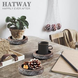 Hatway Wood Candle Holder Farmhouse Decor Wooden Pillar Candles Tray for <b>Table</b> Centerpiece Small Decorative Tray <b>Riser</b> Round - Product Image 6