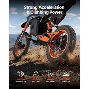 Moto Elettrica da Strada per Adolescenti e Adulti, Motore 2000W, Velocità 31 MPH, Autonomia Massima 31 Miglia, Batteria 48V 22.5Ah - Product Image 4