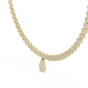 Collar de tenis de lujo en oro amarillo de 18 quilates adornado con diamantes redondos cultivados en laboratorio para fiestas, bodas y compromisos. - Product Image 1
