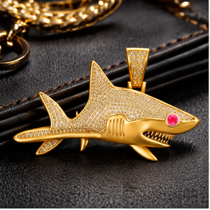 จี้เงินแท้ 925 สไตล์ฮิปฮอปสุดเทรนดี้  รูปสัญลักษณ์จักรราศี ปลาฉลาม ชุบโรเดียม ประดับเพชรแล็บโกรว์  สร้อยคอของขวัญ - Product Image 5