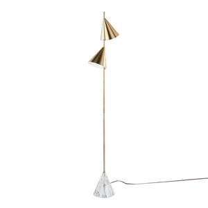 Lampada da terra Glam Metal con cono da 65 pollici, base in oro spazzolato e finto marmo bianco, elegante decorazione per la casa - Product Image 2