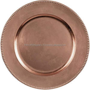 Assiette de présentation en métal avec impression de logo personnalisée, couleur or rose, 12 pouces, pour anniversaire, fiançailles, événements, fêtes, fournitures de service - Product Image 1