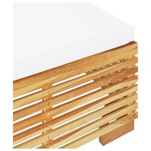 Chaise de jardin en tissu 100% polyester avec repose-pieds en bois de teck massif couleur crème - Product Image 5