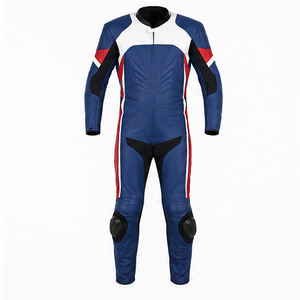 Veste coupe-vent en cuir PU bleu, rouge et blanc pour homme AULTRA ONE ENTERPRISES, fermeture éclair, respirante, séchage rapide, style streetwear - Product Image 4