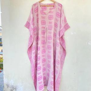 Kaftan de seda reciclada, Kaftan de seda Vintage para mujer, Kaftan de seda hermoso y ligero - Product Image 1