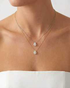 Collier chaîne à maillons en argent sterling 925 avec moissanite 5 carats taille poire, cadeau spécial pour fiançailles et mariage - Product Image 3