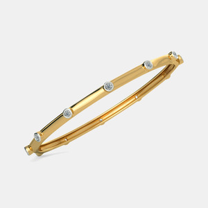 Minimal Station Diamond Bezel Gold <b>Bangle</b> <b>Bracelet</b> - Product Image 1