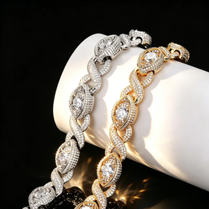 Chaîne cubaine Miami unisexe de luxe en argent 925 plaqué or avec diamants Moissanite, 6MM 8MM 10MM, pour la fête, vente en gros - Product Image 6