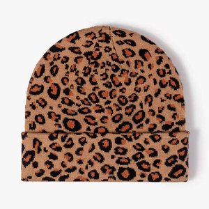 Leopard Print Beanie Hat 100% Acrylic Jacquard Knit Unisex Adult Size 56-58CM Casual <b>Winter</b> <b>Cap</b> - Product Image 6