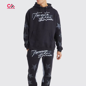 Ensemble de survêtement à capuche pour homme, manches longues, sweat-shirt en coton, pantalon avec impression d'étoiles, coupe ample, streetwear, vêtements d'automne - Product Image 6