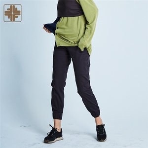 Pantalon de jogging sport décontracté pour femme, taille mi-haute, devant plat, respirant, bleu foncé, OEM ODM - Product Image 1