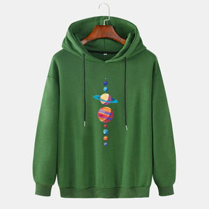 Sweat à capuche en molleton de coton gaufré thermique, tricot épais, coupe classique, avec poche kangourou, vêtement décontracté contemporain - Product Image 1