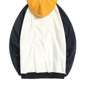 Sweat-shirt à capuche pour homme, color-block, manches raglan, en molleton, décontracté, pour l'automne, coupe classique, en coton tricoté, blanc, marine, orange - Product Image 2