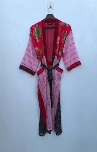 Vintage Poli Silk Kimono <b>Robe</b> for Women Elegant Chiffon Dressing Gown <b>Bridal</b> Sleepwear - Product Image 2