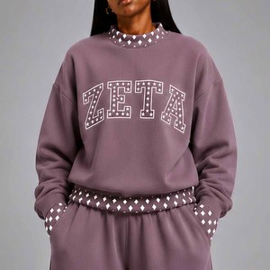 Zeta Premium <b>Mock</b> <b>Neck</b> Sweatshirt Women Men Ladies Unisex Ribbed Cuff Polka Dot Gingham Patch Clothing - Product Image 6